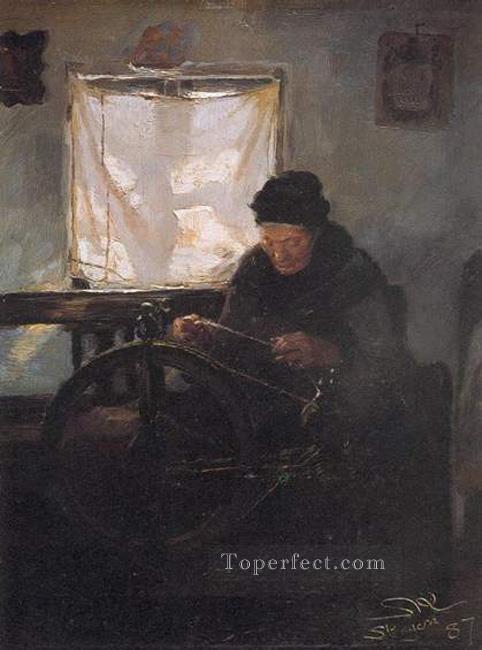 Anciana en la rueca 1887 Peder Severin Kroyer Oil Paintings